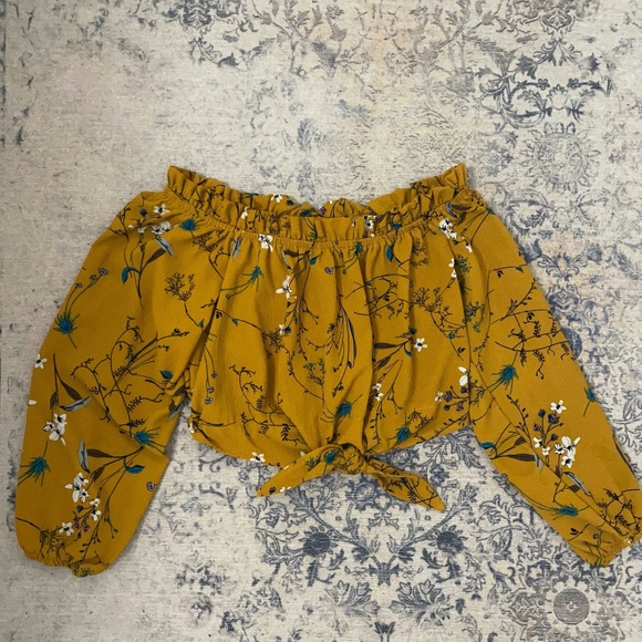 Zaful Yellow Off the Shoulder Top - Picture 1 of 4